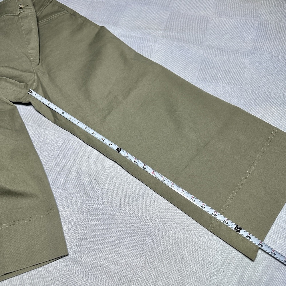 Spanx Twill Cropped Trousers Size Large Wide Leg Stretch High Rise Spanish Olive - Picture 14 of 15